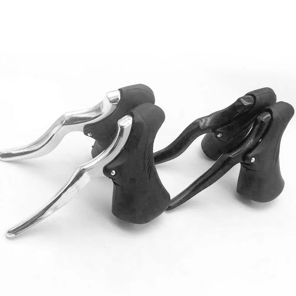 1 Pair Aluminum Alloy Road Bike Drop Bar Brake Levers Anti-slip Cycle Brakes Handle