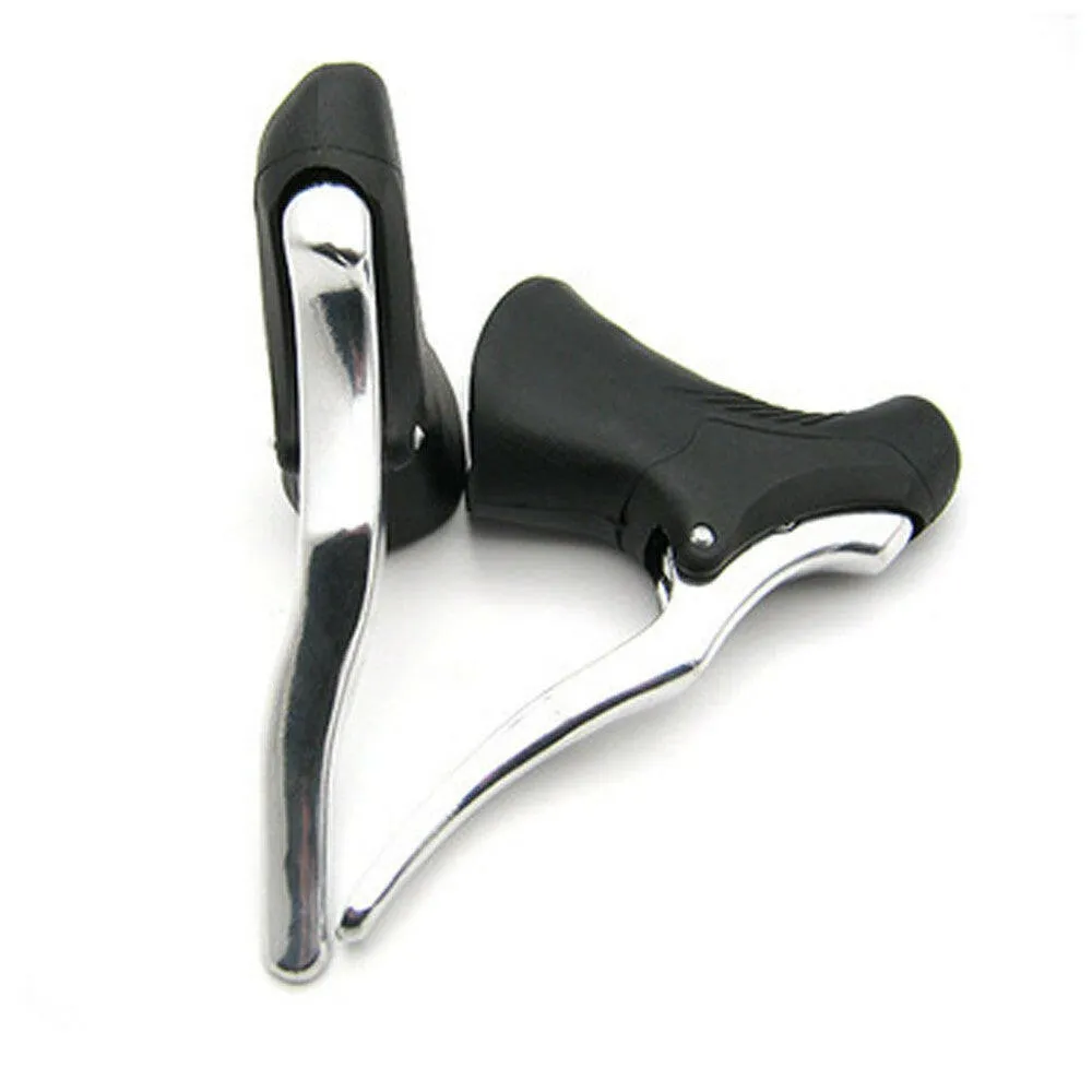 1 Pair Aluminum Alloy Road Bike Drop Bar Brake Levers Anti-slip Cycle Brakes Handle