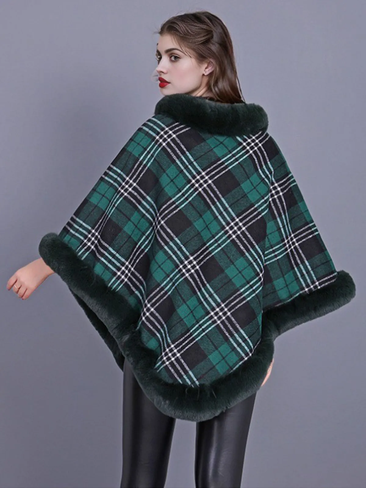 1950s Plaid Velvet Rex Rabbit Fur Shawl