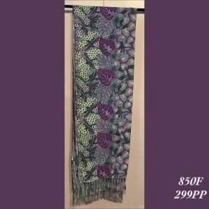 850F - 299PP , Fringed Scarf with dragonflies