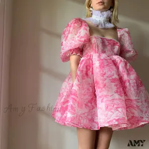 Amy Fashion - The Babydoll Lolita Lace Puff Print Princess Angel A-line Dress