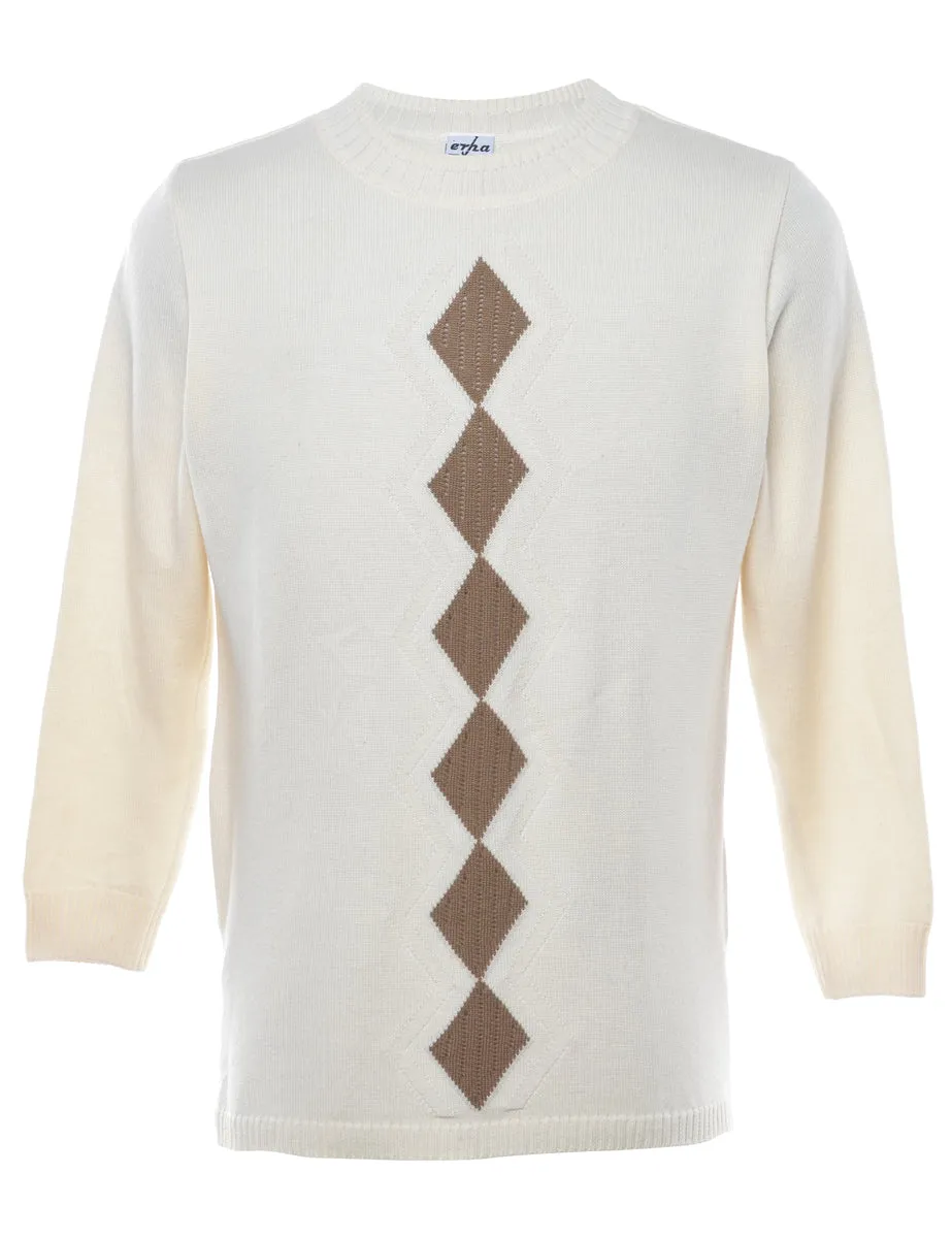 Argyle Off White Jumper - S