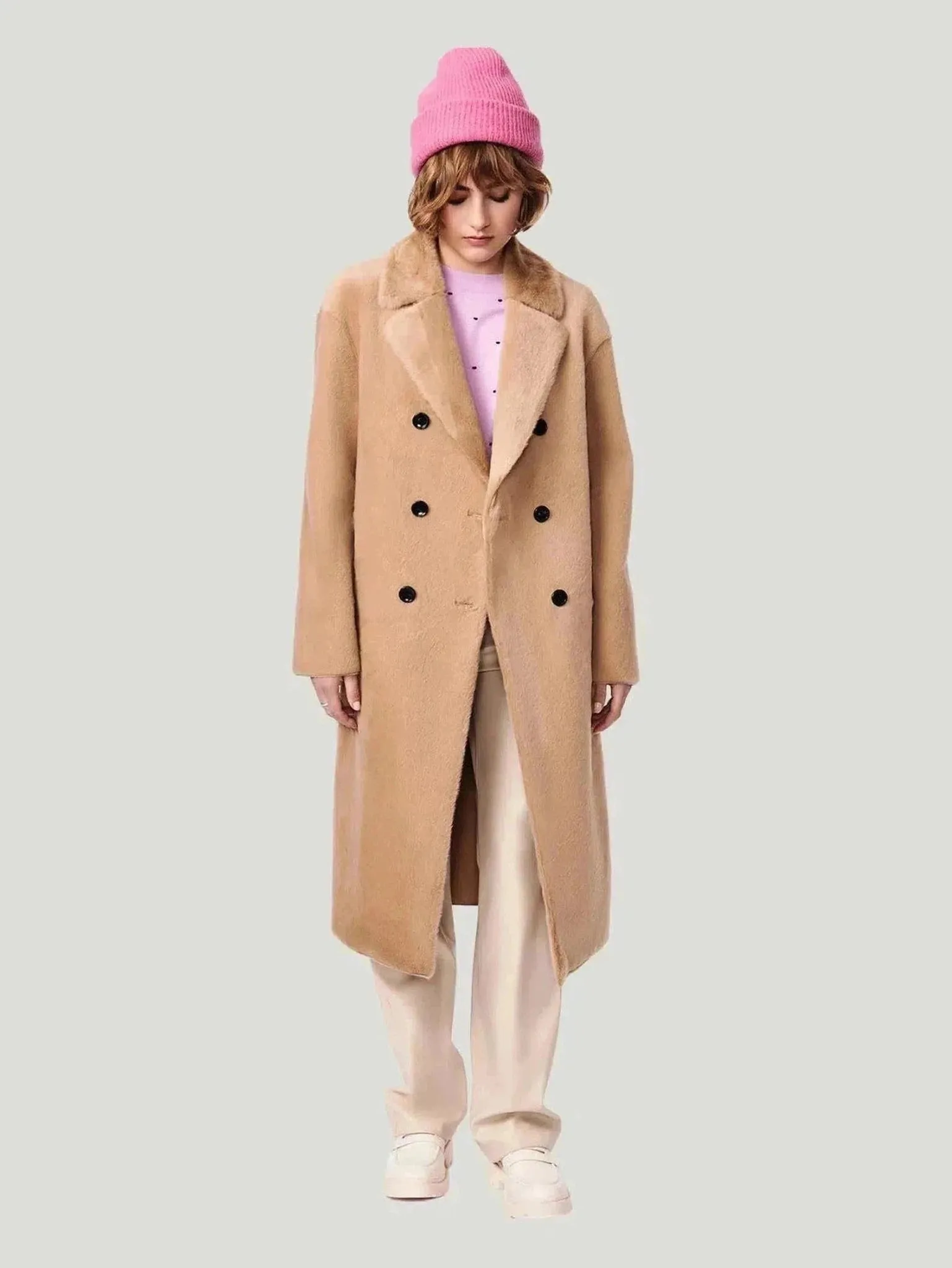 Bernie Long Shearling Peacoat