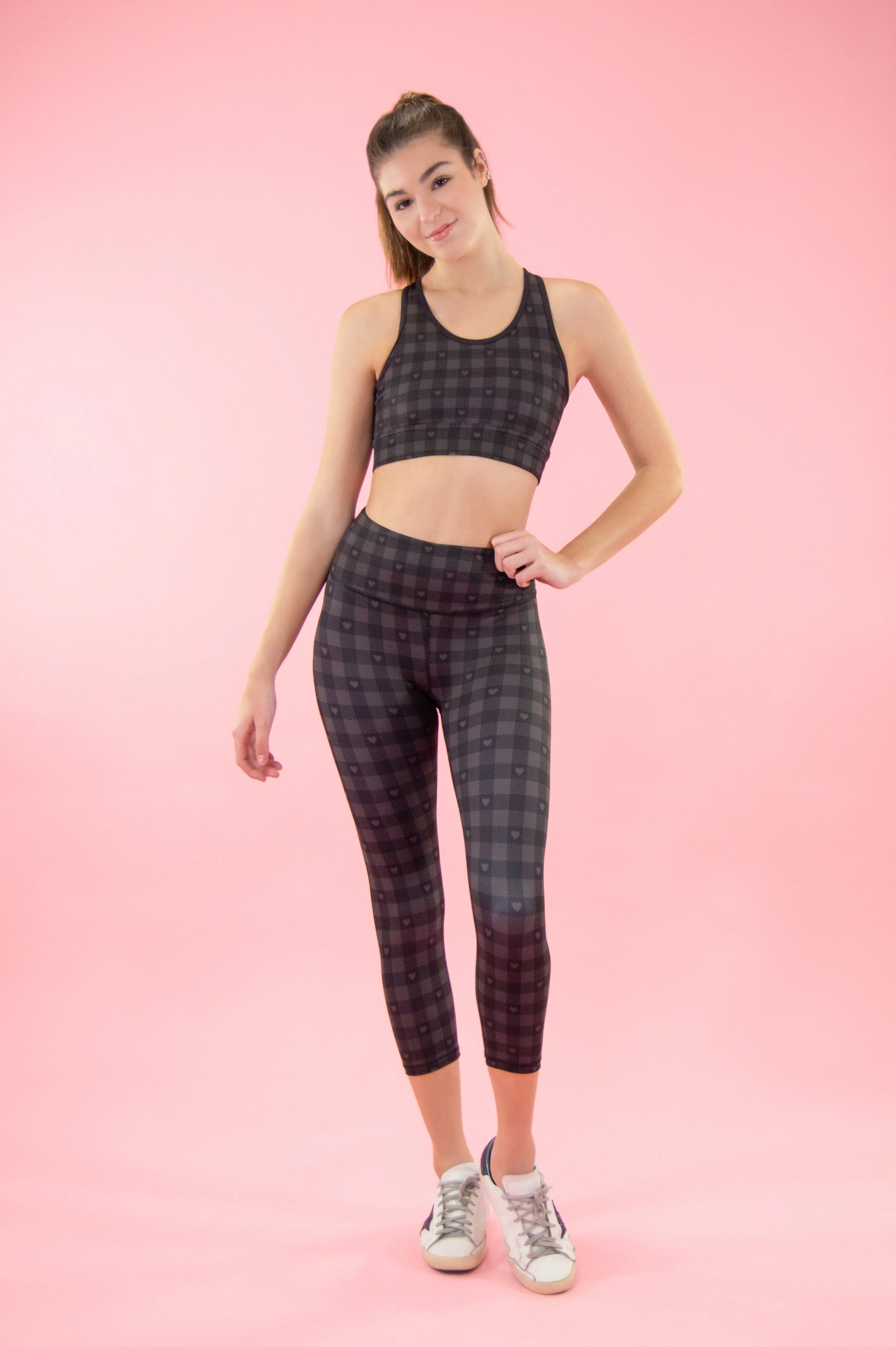 Black Hearts Plaid - Legging