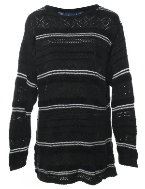 Black Striped Crochet Jumper - S