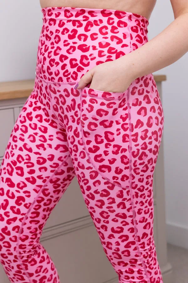 Bubble Gum Leopard Print 2 Pocket Full Leggings