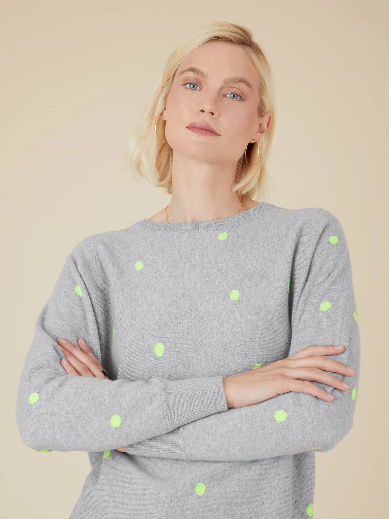 Catriona Spot Grey Cashmere Jumper