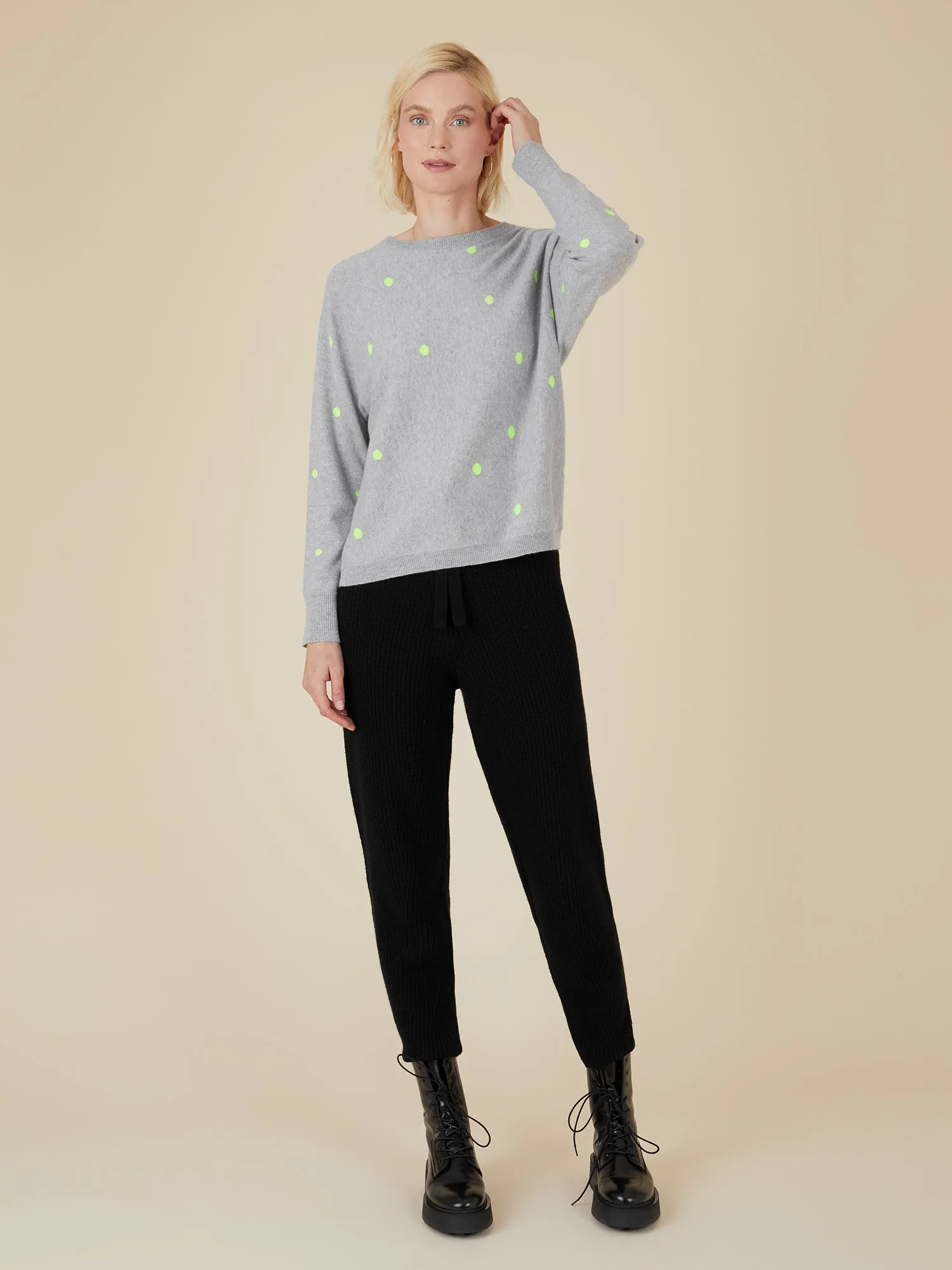 Catriona Spot Grey Cashmere Jumper