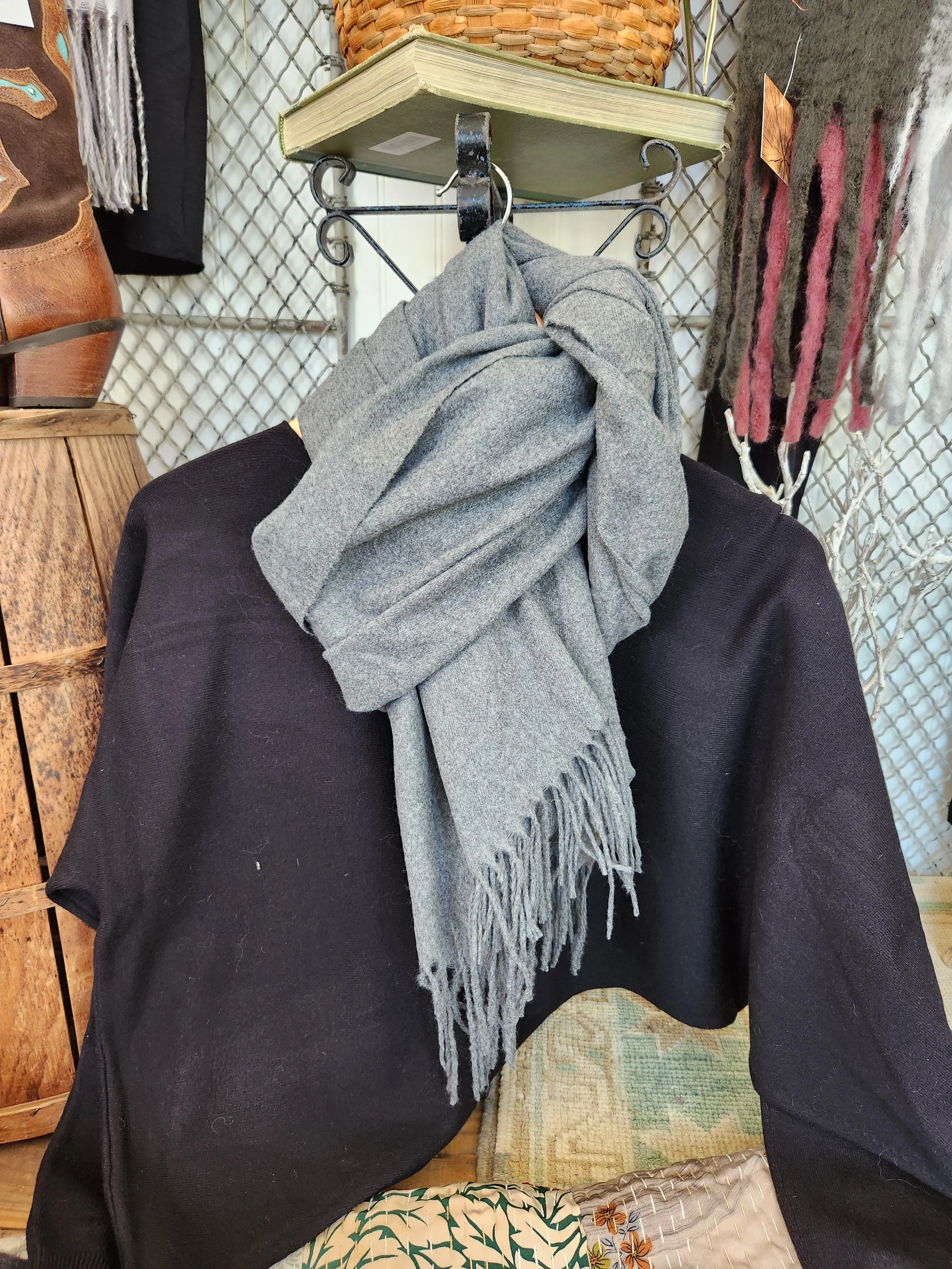 Charcoal Fringe Scarf