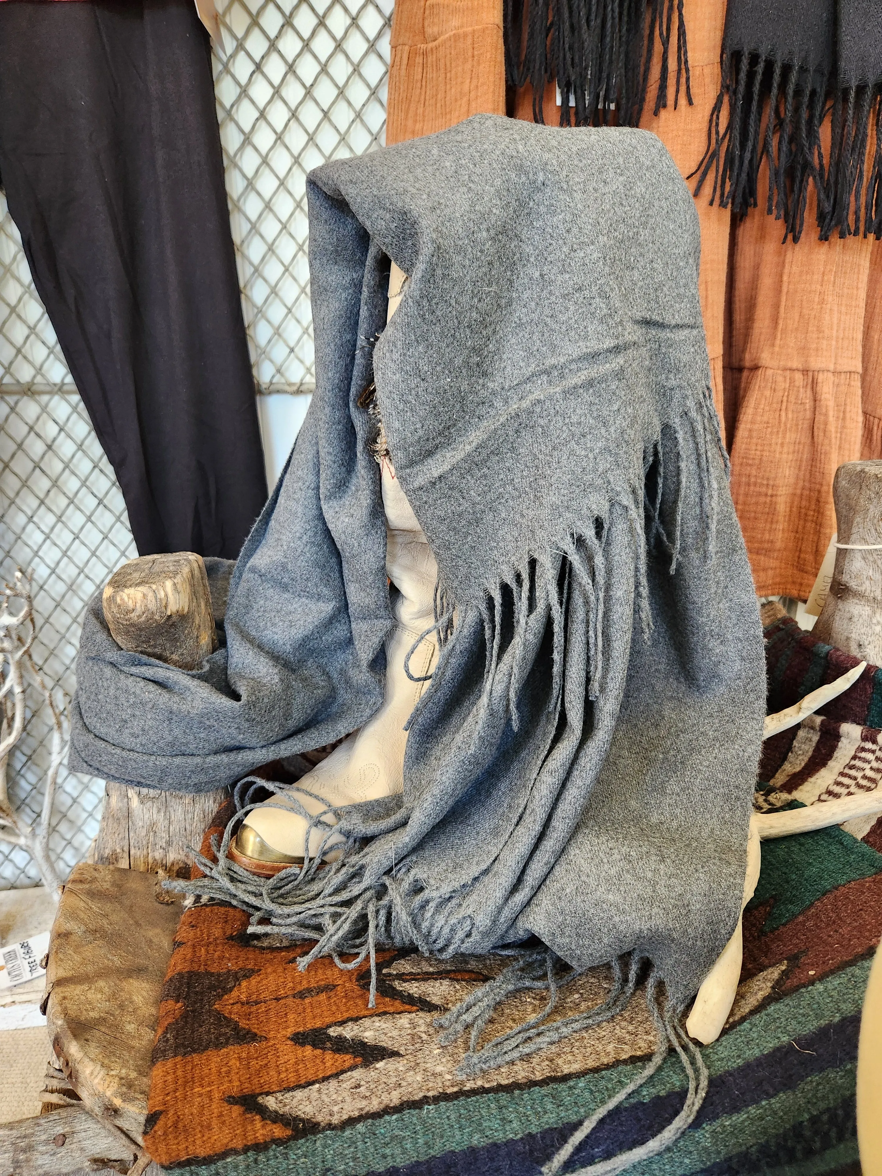 Charcoal Fringe Scarf