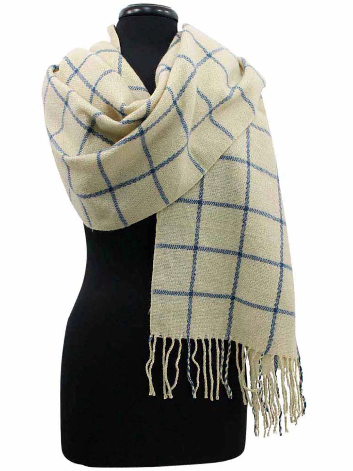 Checkered Cashmere Feel Unisex Winter Scarf