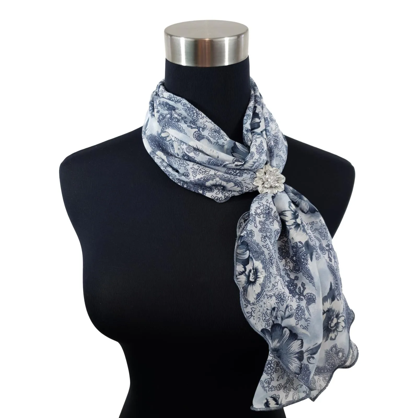 Chiffon Neck Scarf and Ring Set