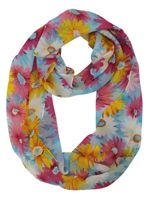 Colorful Italian Chiffon Flower Print Lightweight Circle Scarf