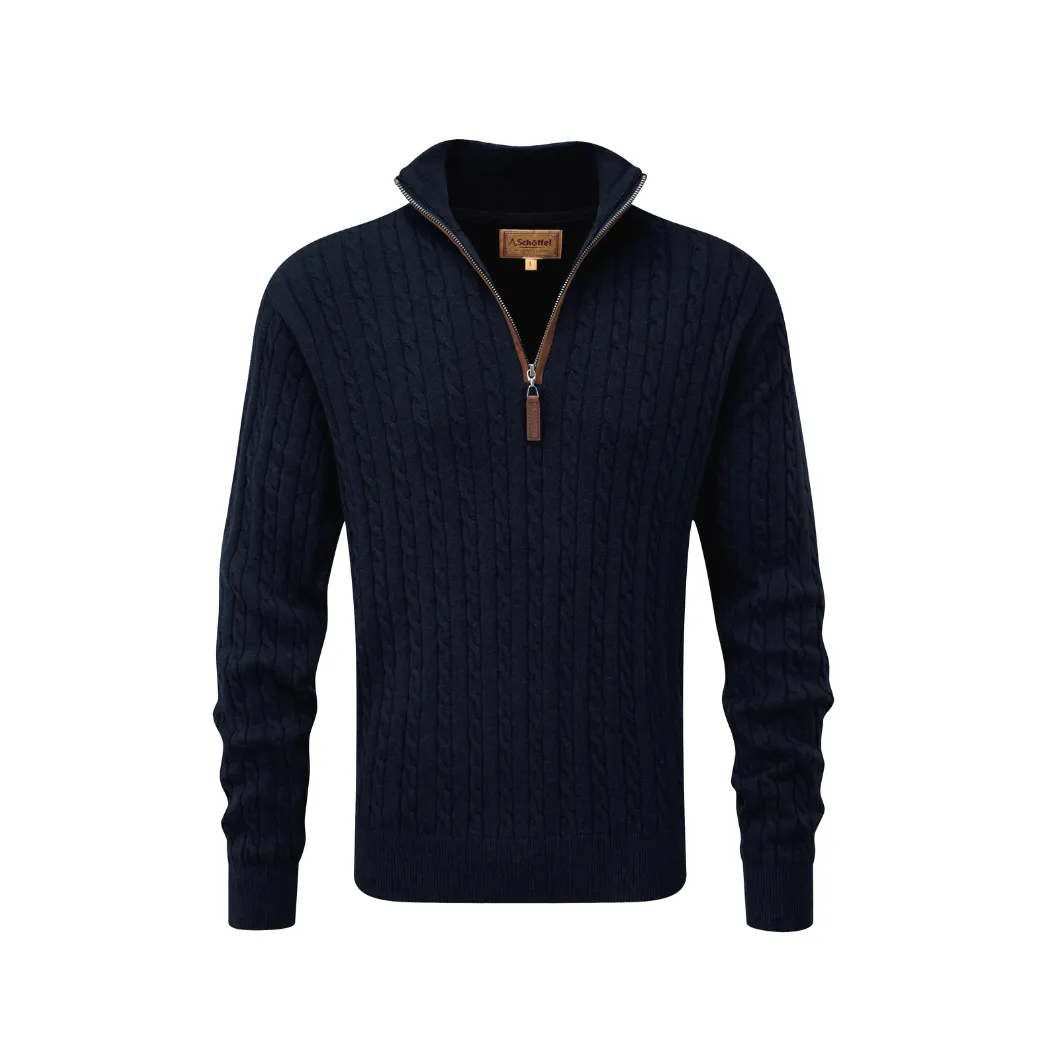 Cotton Cashmere Cable 1/4 Zip Jumper