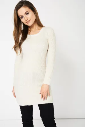 Cream Lurex Cable Knitted Jumper