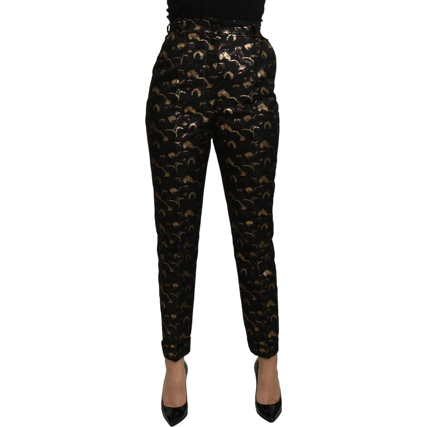 Dolce & Gabbana Elegant High Waist Tapered Brocade Pants