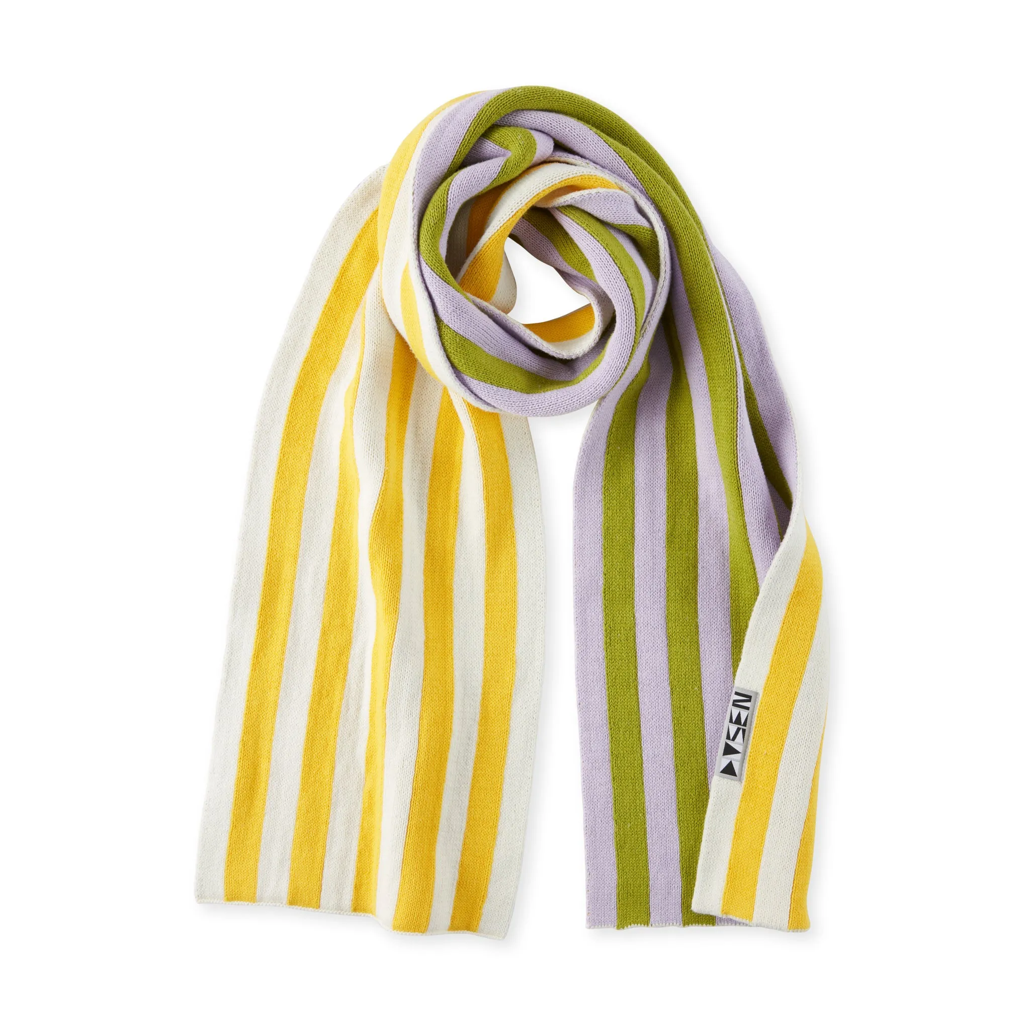 Dusen Dusen Reversible Striped Cotton Scarf - Purple/ Yellow