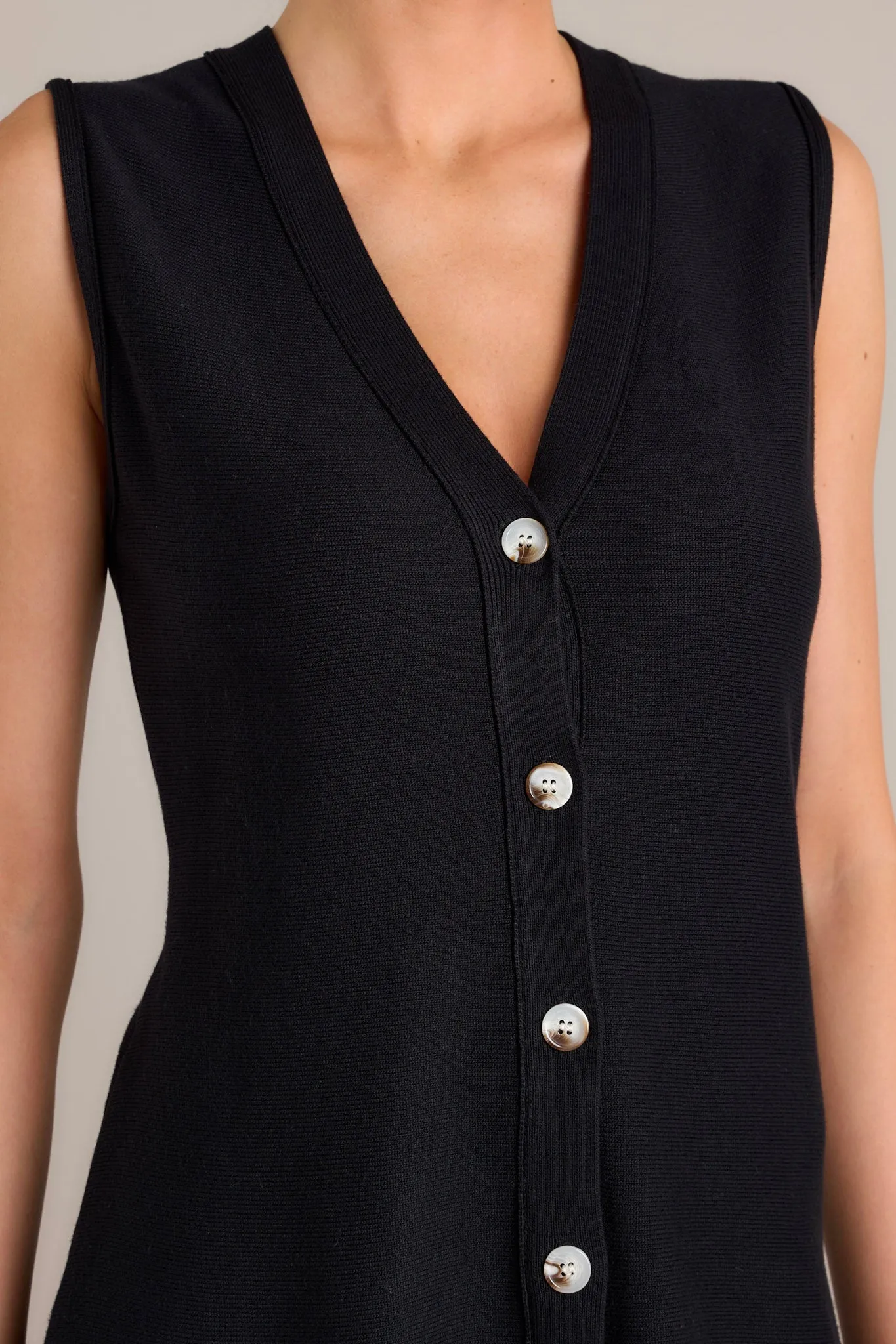 Eclipse Edge Black Button Front Sweater Top