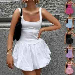 Elegant Sleeveless Fashion Stitching Vest Mini Dress