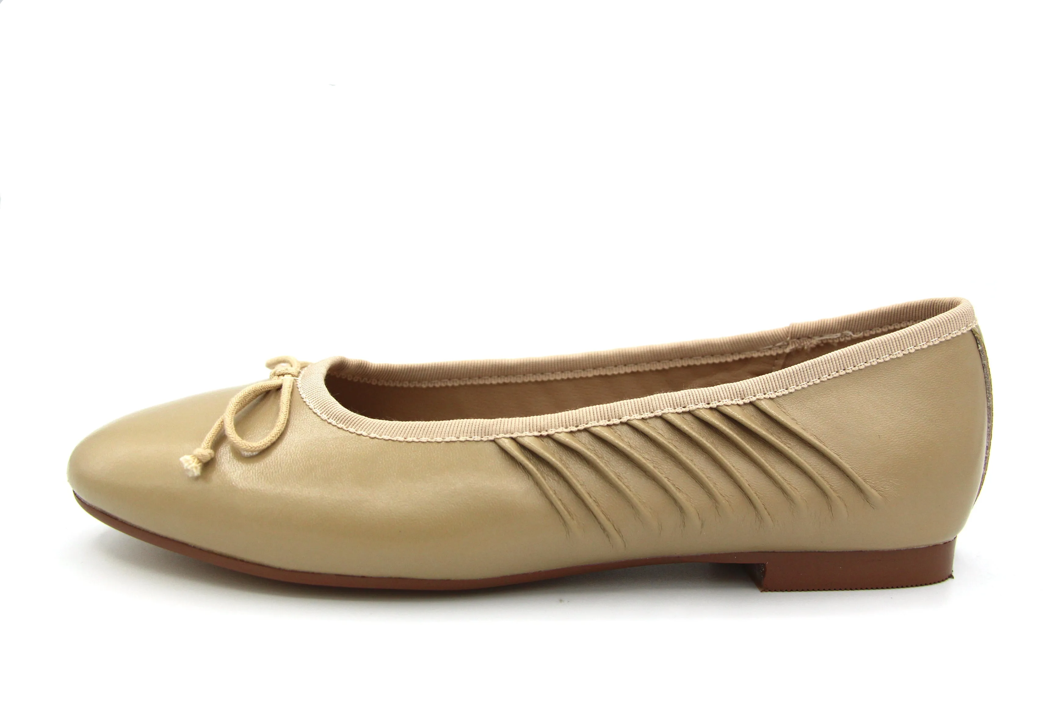 Emerald  Beige Pleated Ballet Flat  158