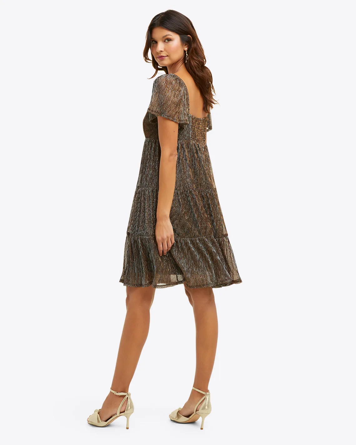 Emily Mini Dress in Lurex Pliss√©