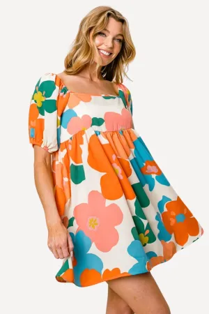 Floral Puff Sleeve Mini Dress