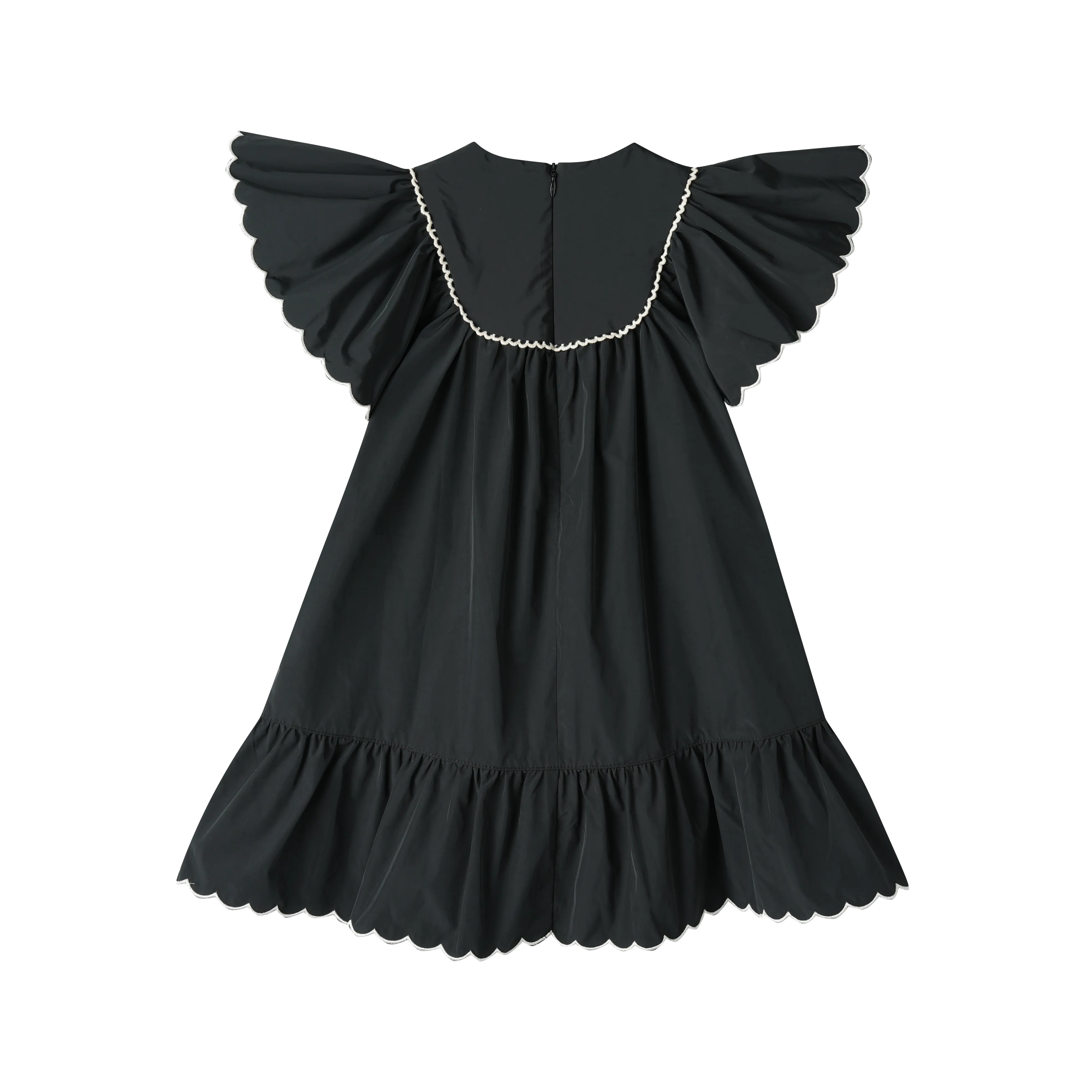 flutter sleeve taffeta jumper - black