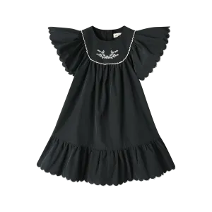 flutter sleeve taffeta jumper - black