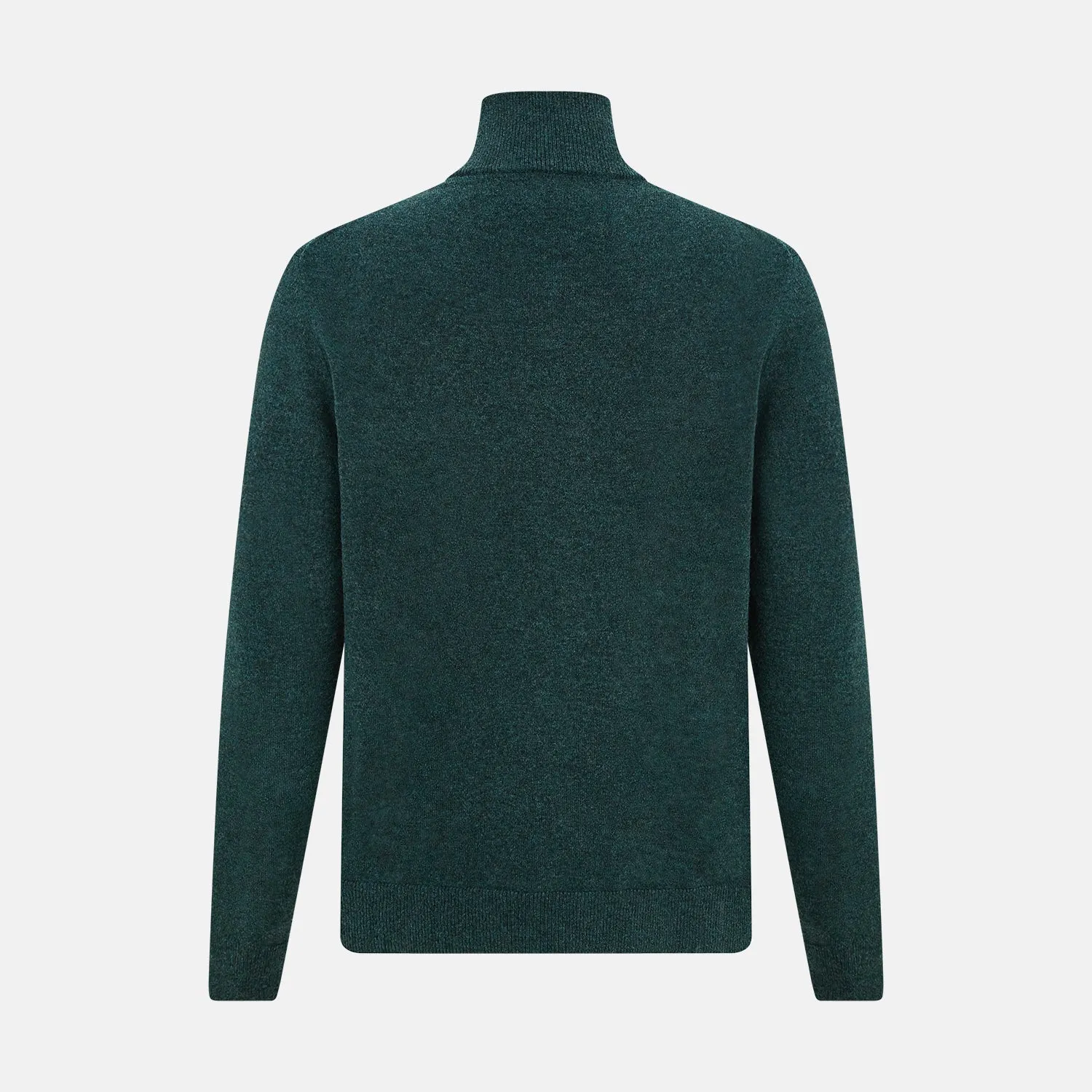 Forest Green Melange Half-Zip Cashmere Jumper