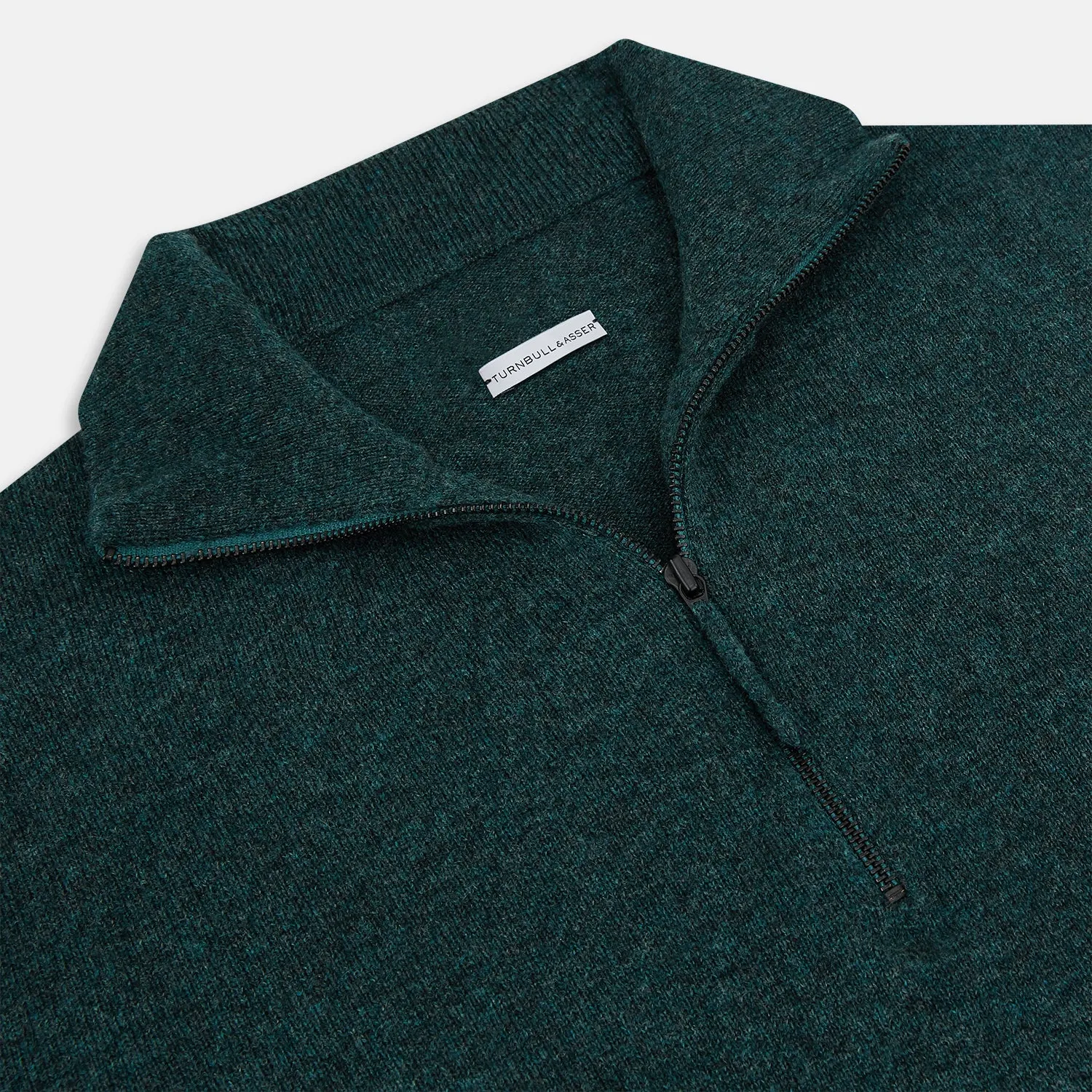 Forest Green Melange Half-Zip Cashmere Jumper