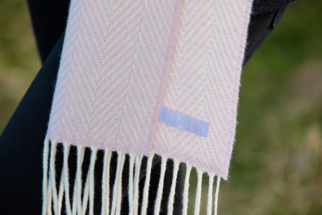 Foxford Cashmere Scarf | Pink Herringbone