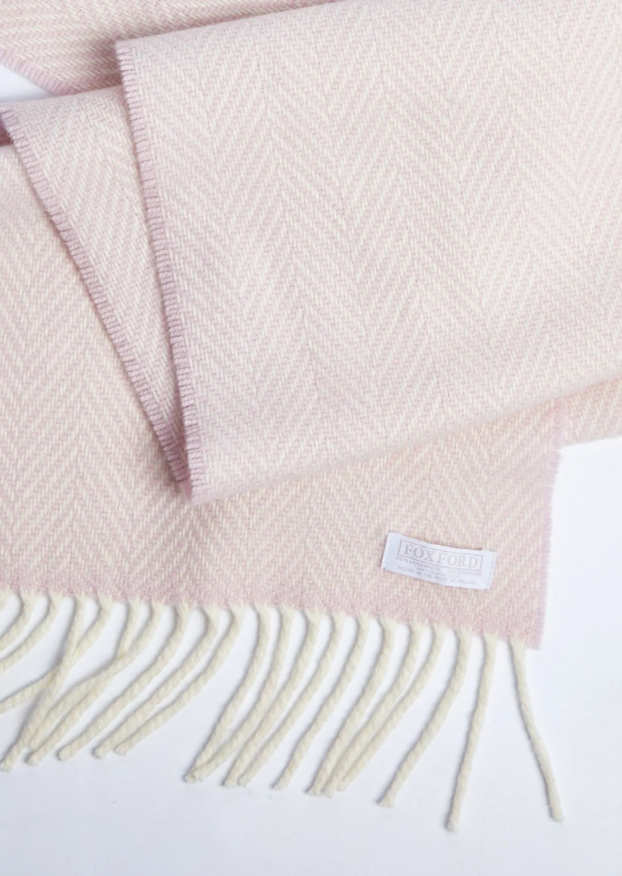 Foxford Cashmere Scarf | Pink Herringbone