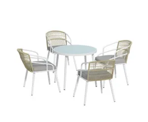 Gardeon Outdoor Dining Set 5 Piece Aluminum Table Chairs Setting White