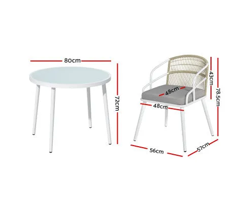 Gardeon Outdoor Dining Set 5 Piece Aluminum Table Chairs Setting White