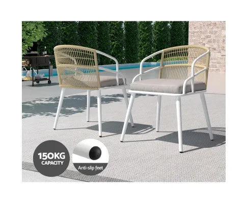 Gardeon Outdoor Dining Set 5 Piece Aluminum Table Chairs Setting White