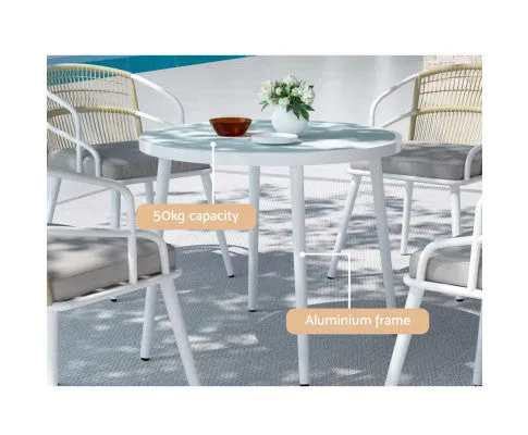 Gardeon Outdoor Dining Set 5 Piece Aluminum Table Chairs Setting White