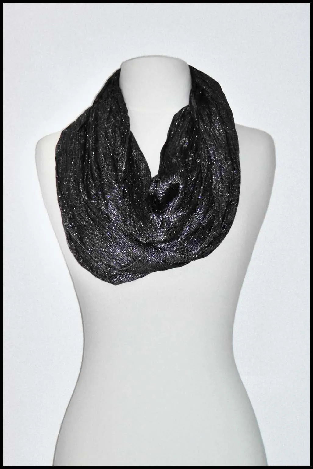 Glittery Metallic Crinkle Infinity Scarf