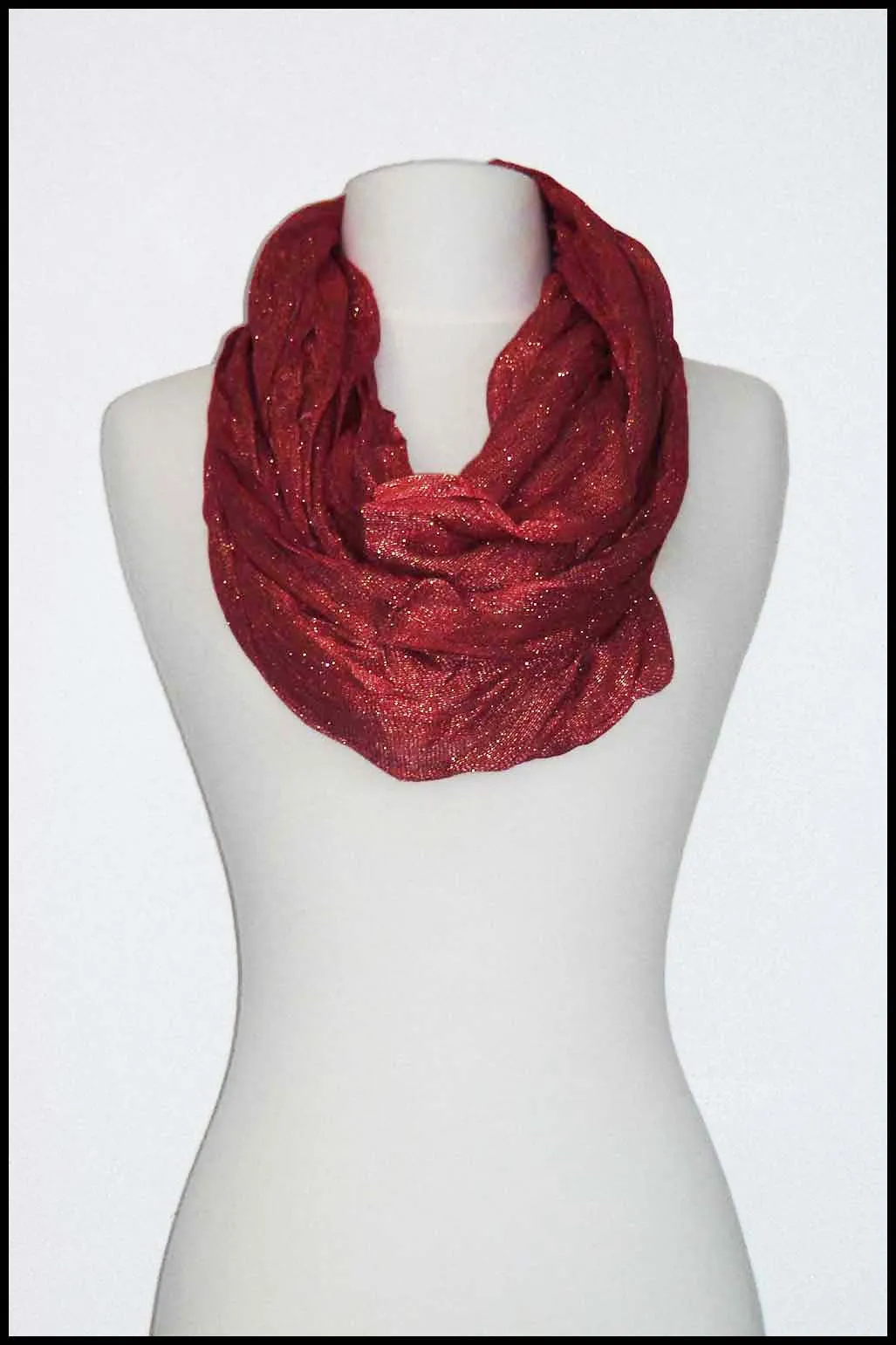 Glittery Metallic Crinkle Infinity Scarf