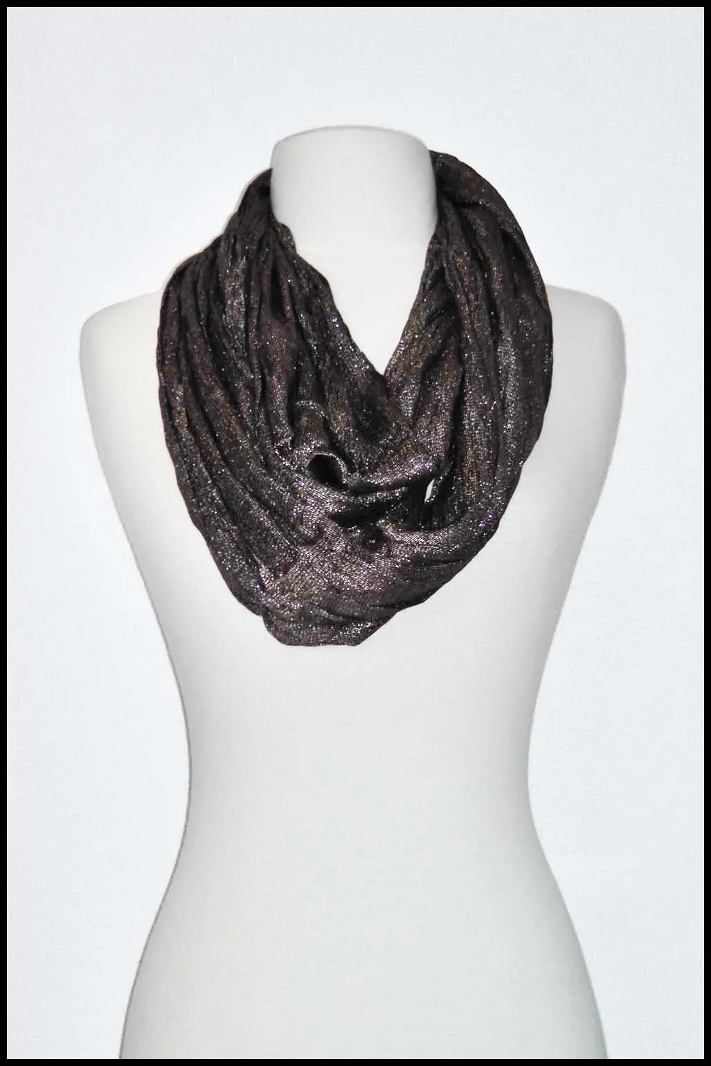 Glittery Metallic Crinkle Infinity Scarf