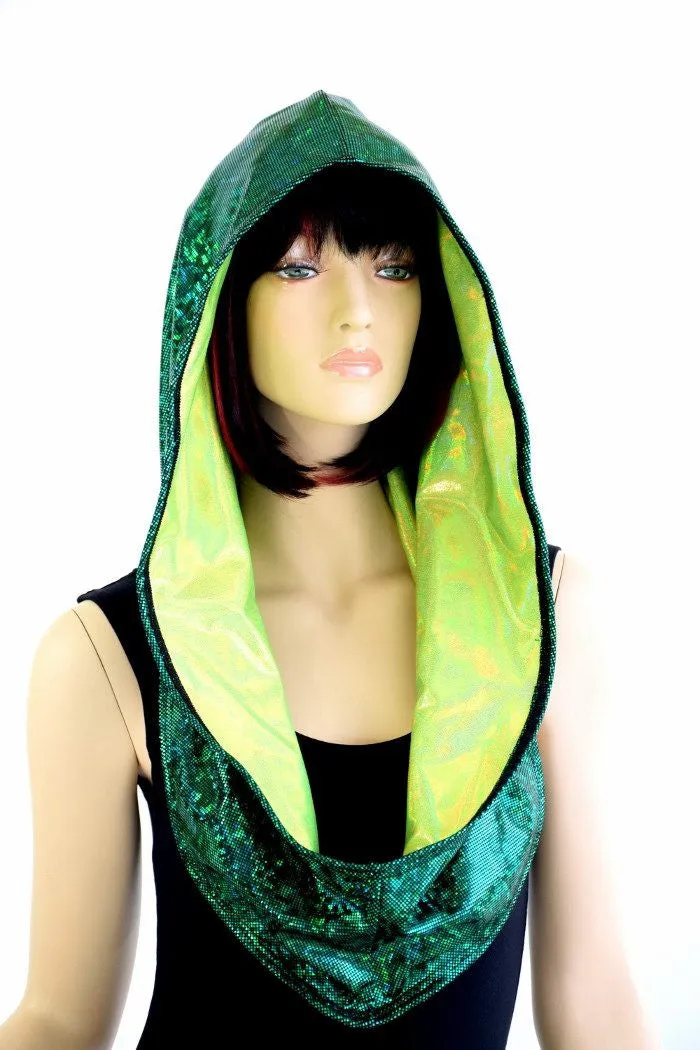 Green & Lime Holographic Infinity Festival Hood