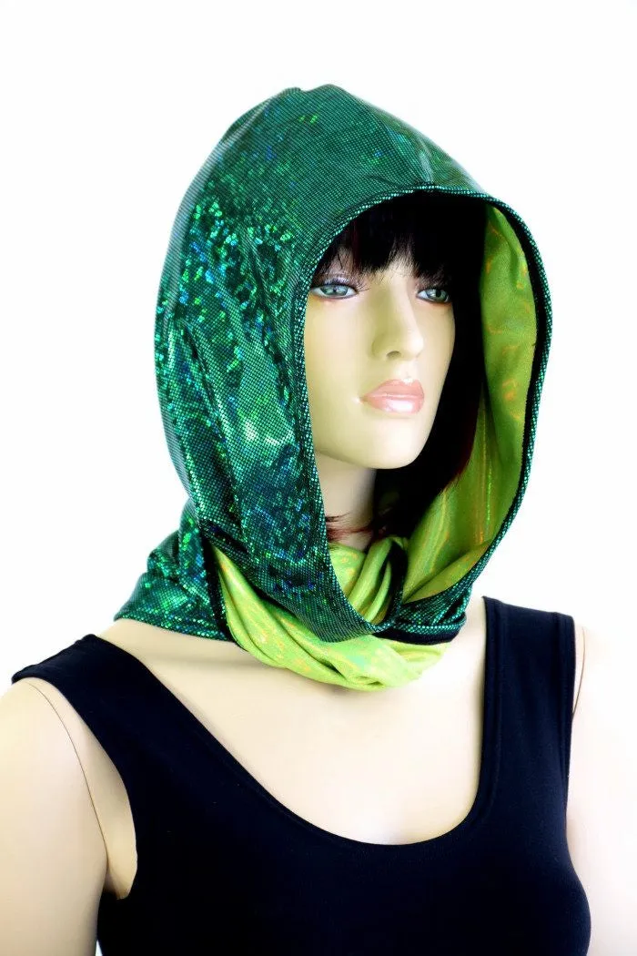 Green & Lime Holographic Infinity Festival Hood