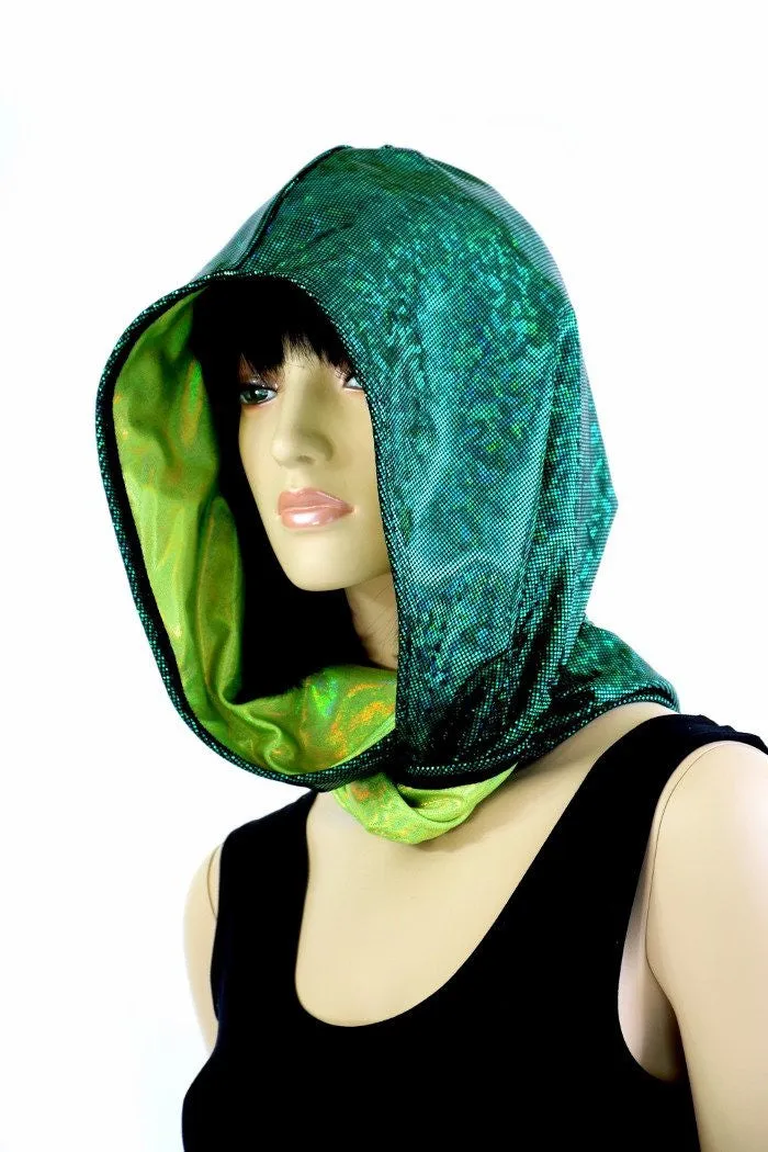 Green & Lime Holographic Infinity Festival Hood