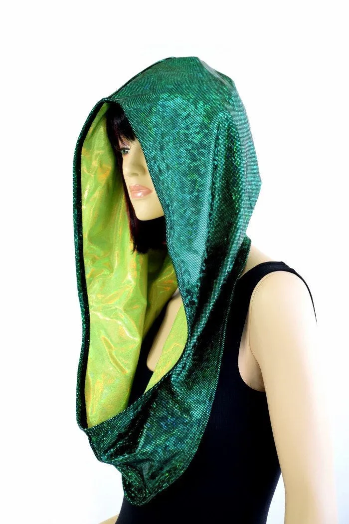 Green & Lime Holographic Infinity Festival Hood