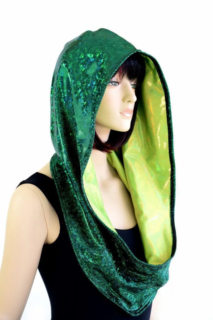 Green & Lime Holographic Infinity Festival Hood