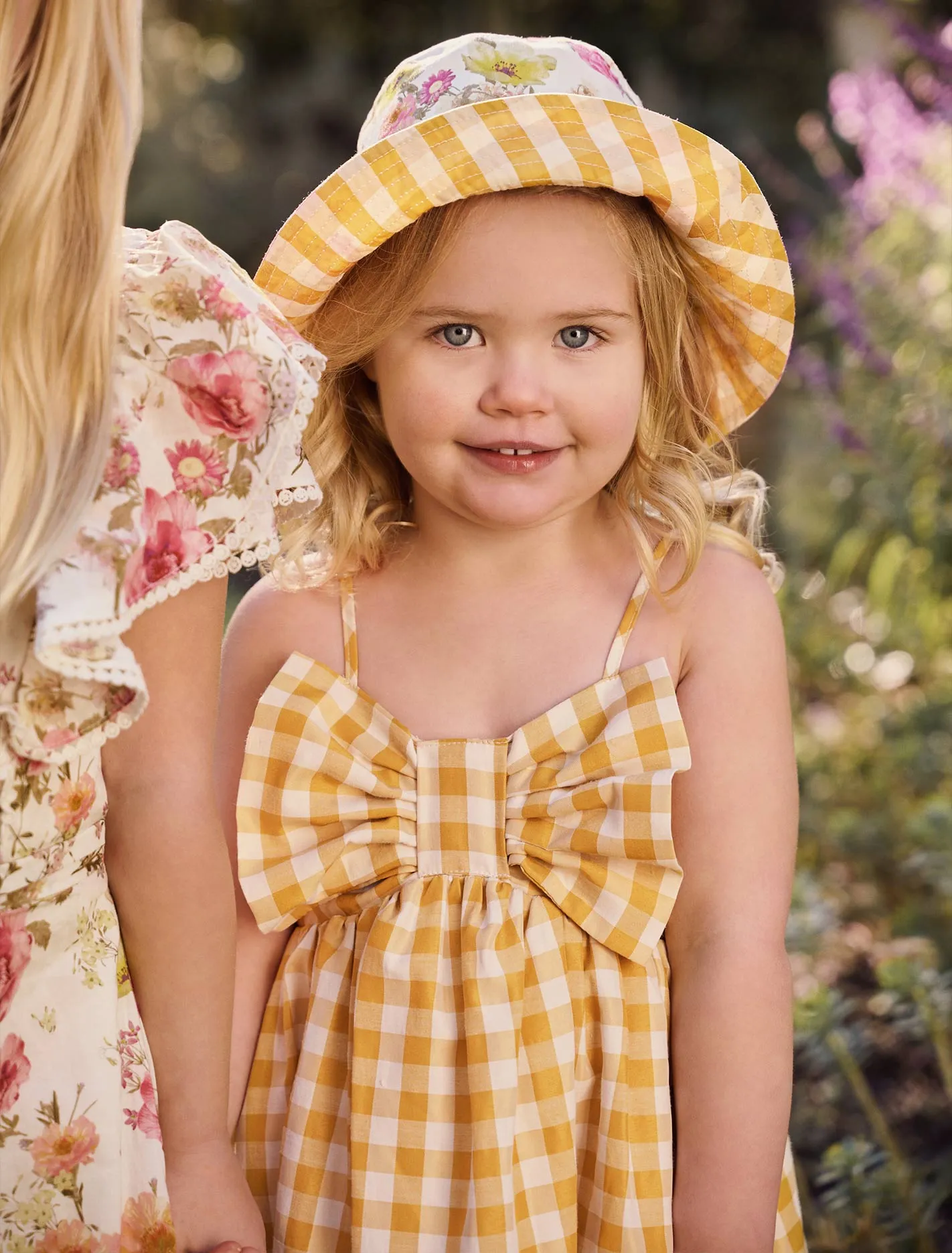 Helena Bow Gingham Girls Dress