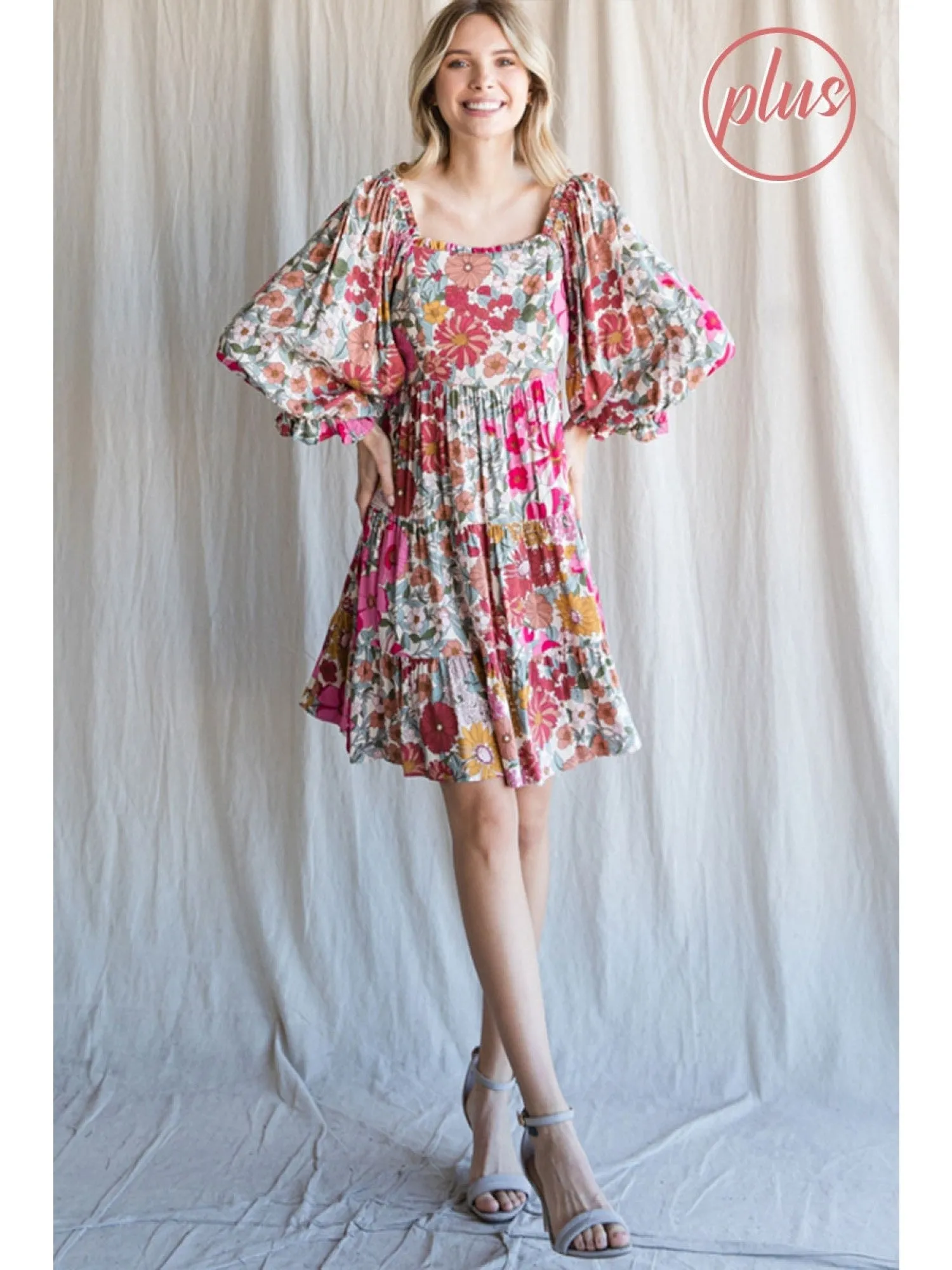 Hello Spring Floral Print Babydoll Dress