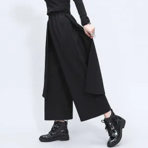 High Elastic Waist Black Trousers