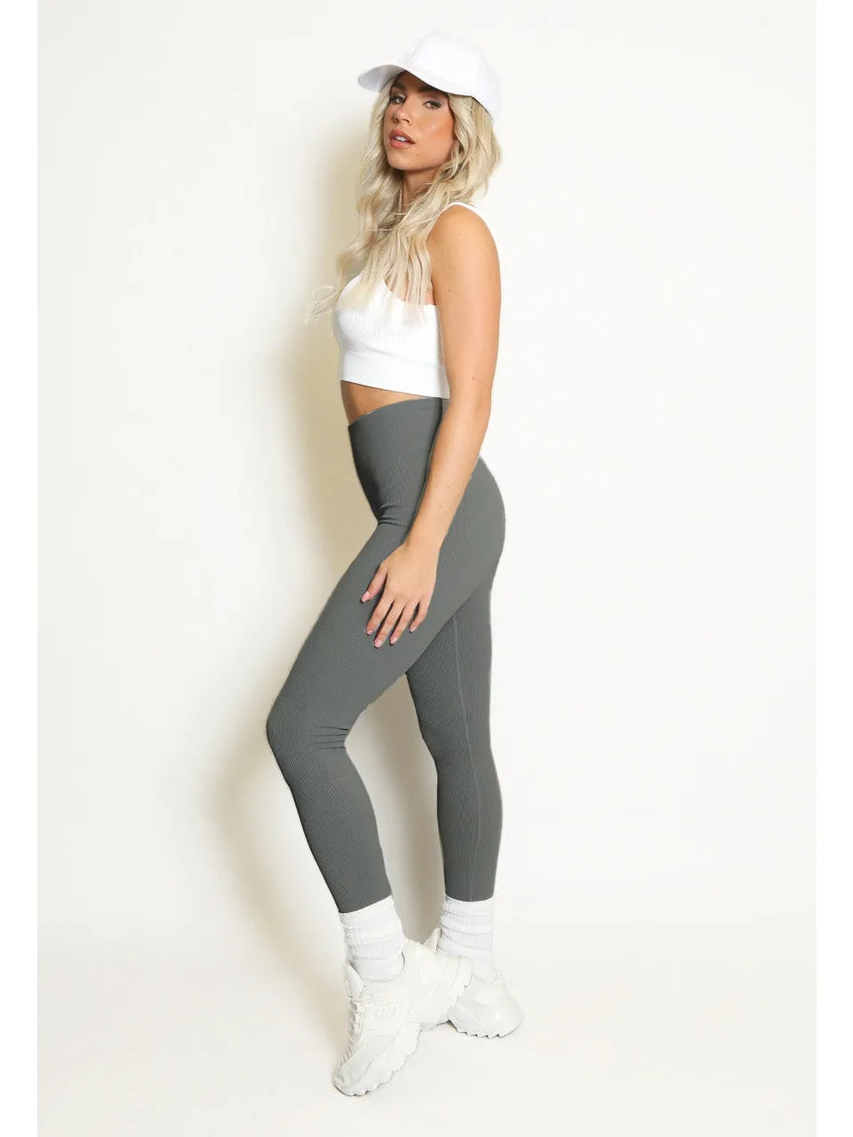 High Waist Sculpt Fit  Ribbed Leggings