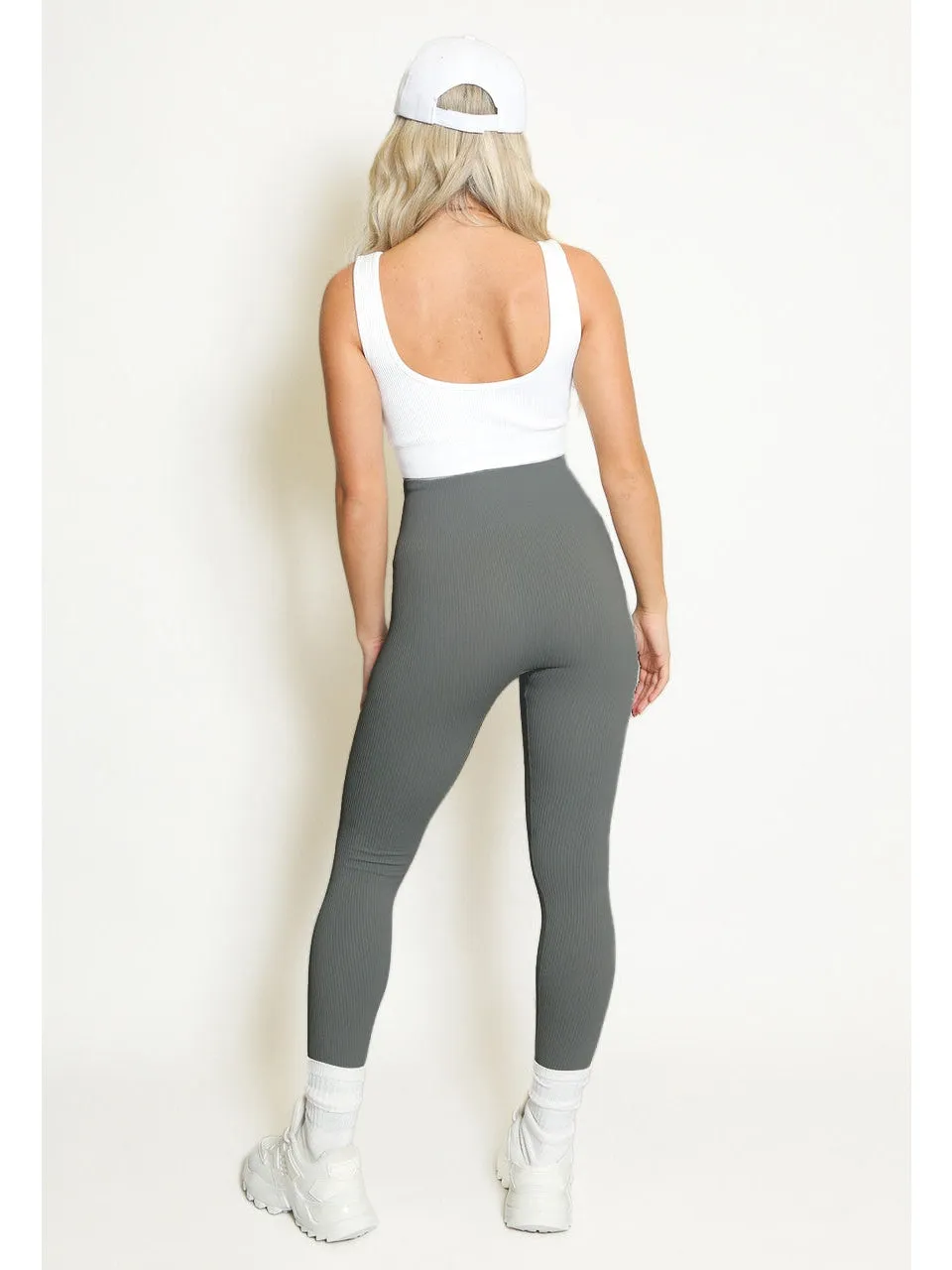 High Waist Sculpt Fit  Ribbed Leggings