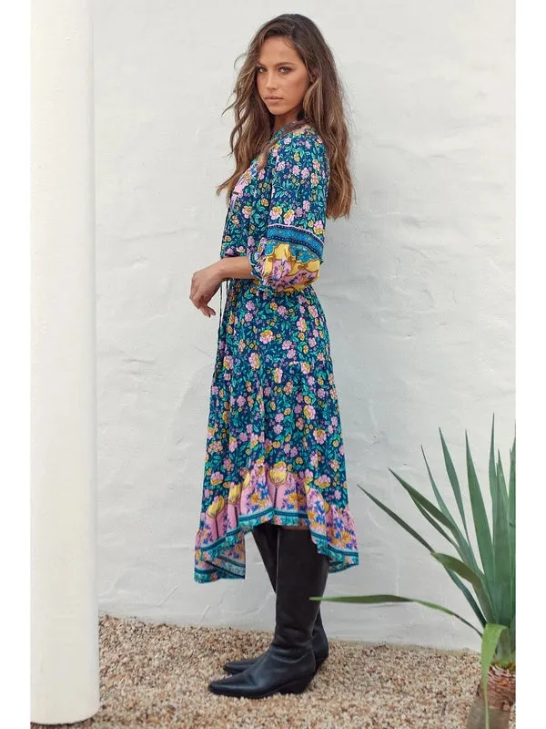 JAASE Posy Print Jasmine Midi Dress - Teal